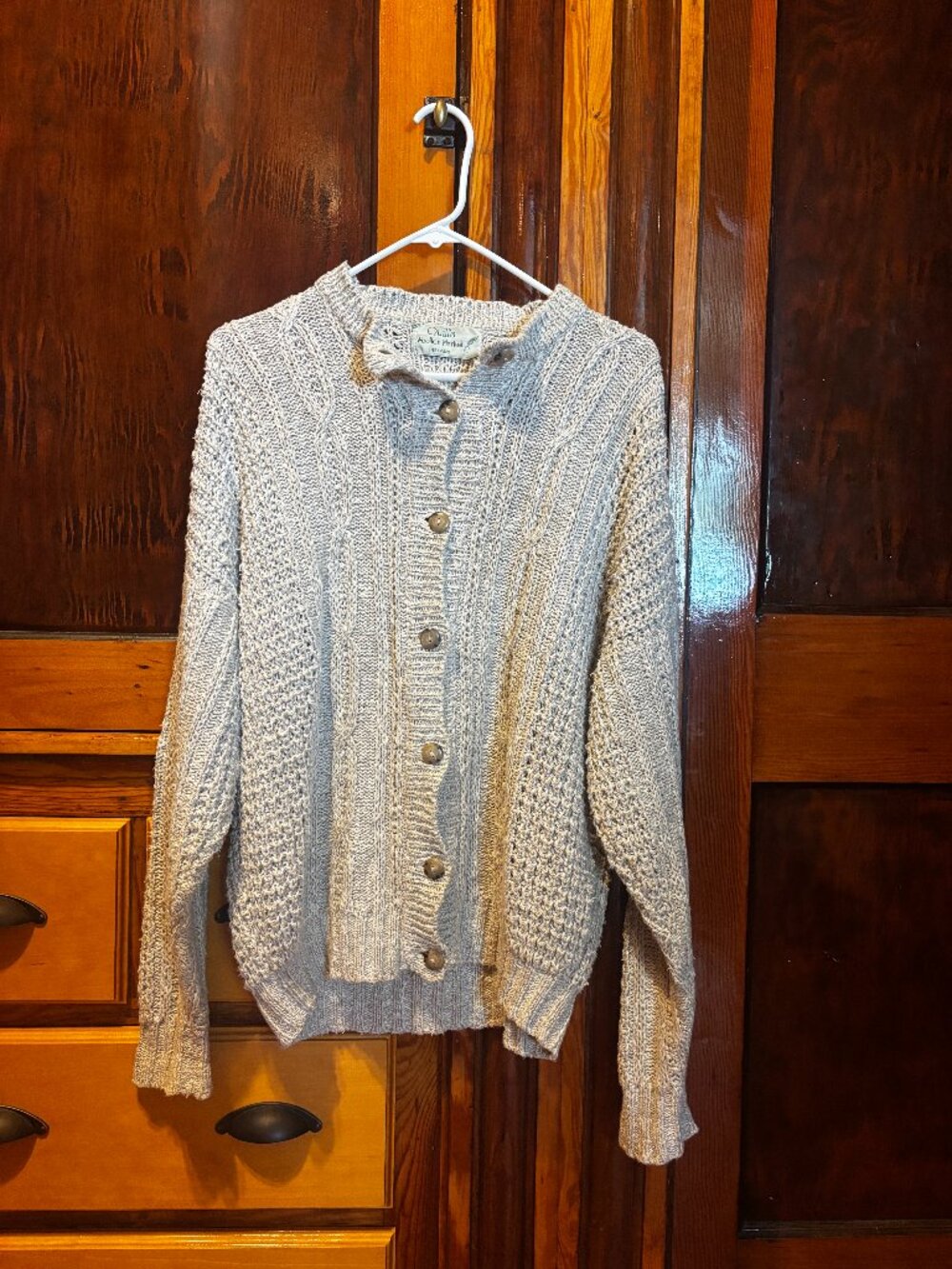Women's Quill's Woolen Market Ireland Handloomed Cardigan Cable Knit Sweater XL